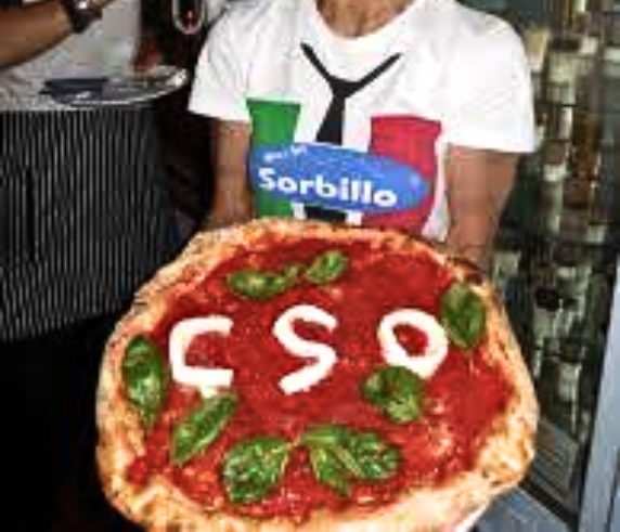 A special pizza with logo for a corporate event in Naples